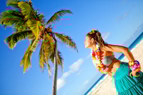 Hawaiian woman at the beach enjoying her sunny vacations